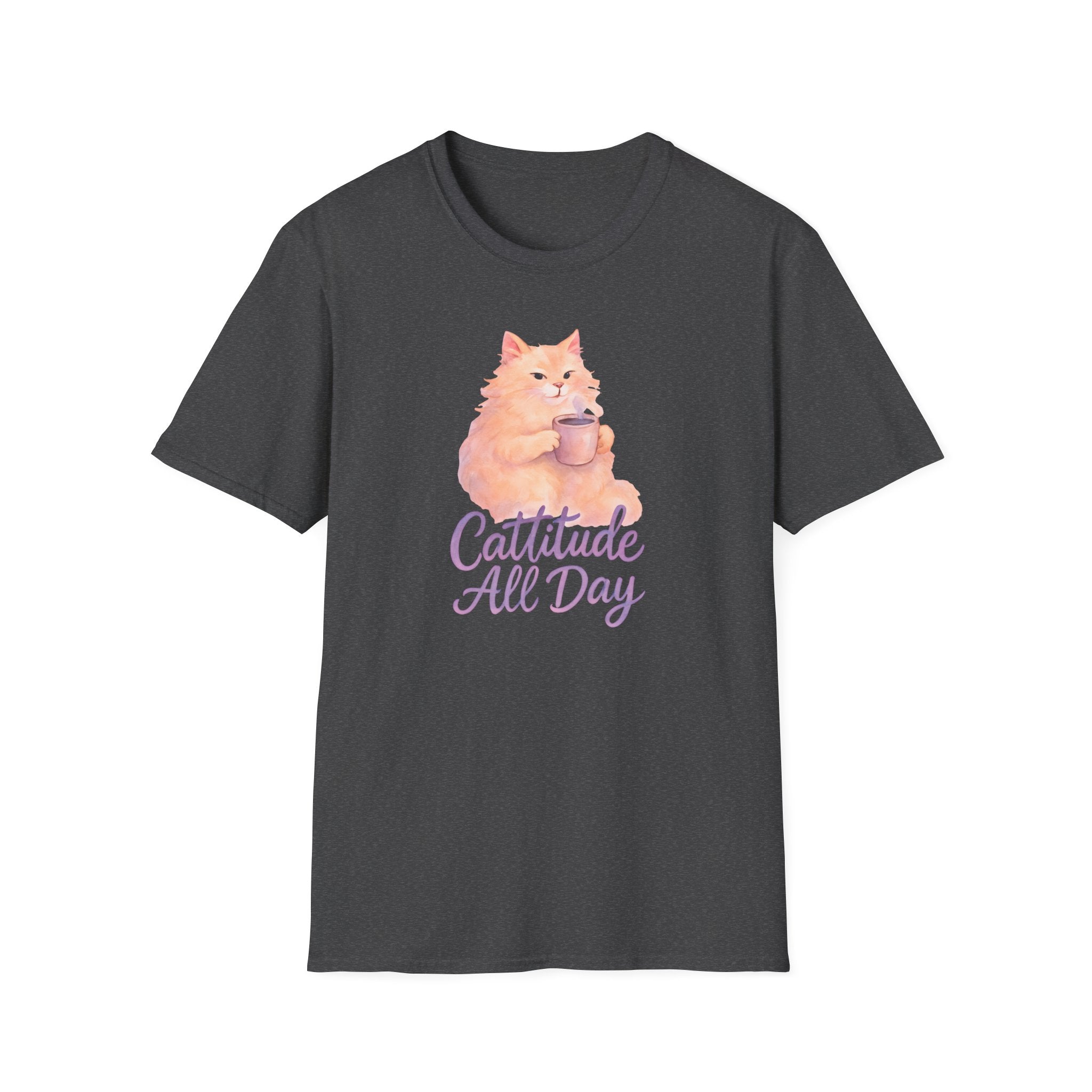 Cat with Coffee Cup T-Shirt