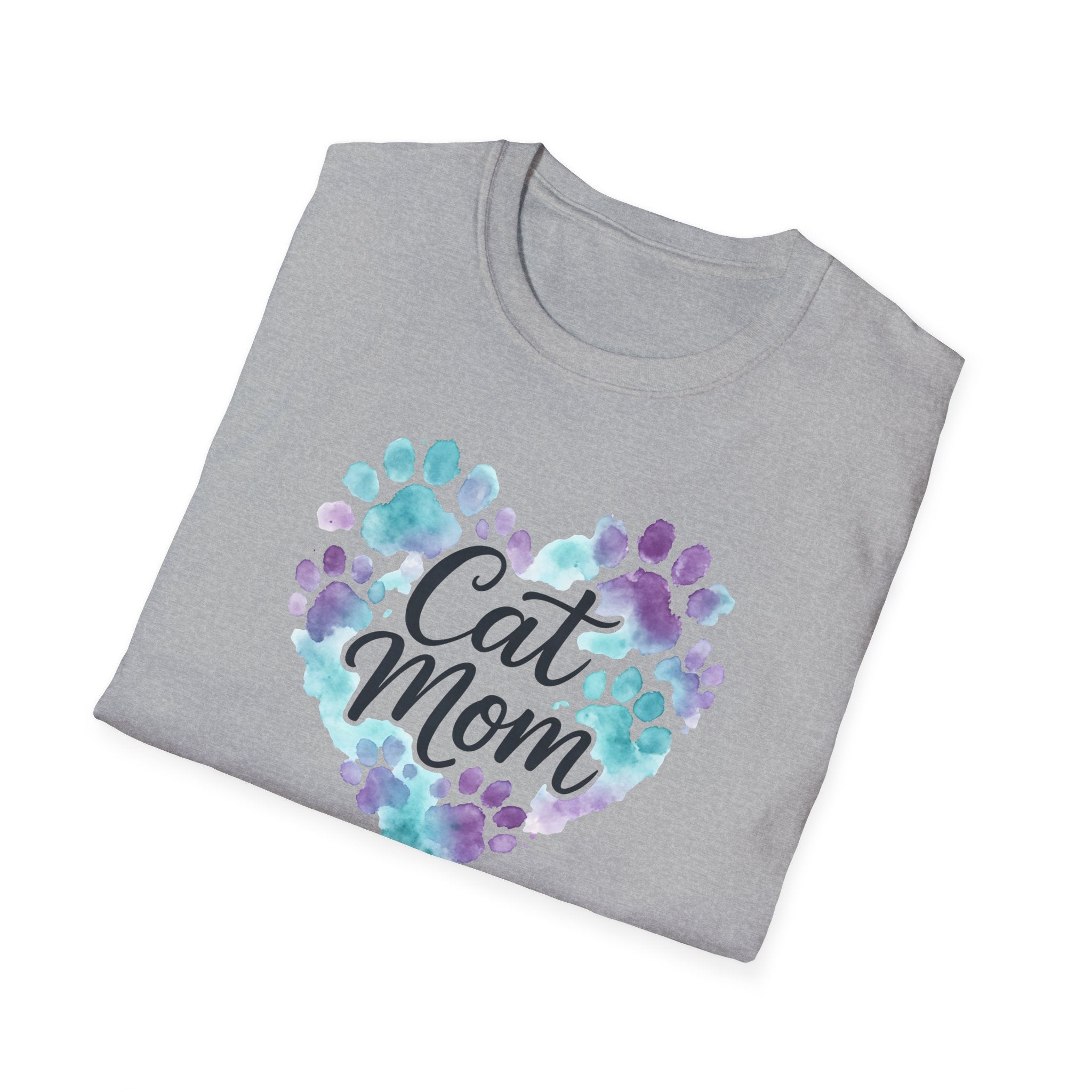 Watercolor Cat Mom Heart T-Shirt